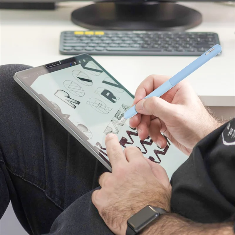 STOYOBE Para Apple Pencil Pro / Pencil (2ª Geração) Manga de Silicone Anti-queda Capa Protetora de Lápis em 2 Peças - Azul Graduado