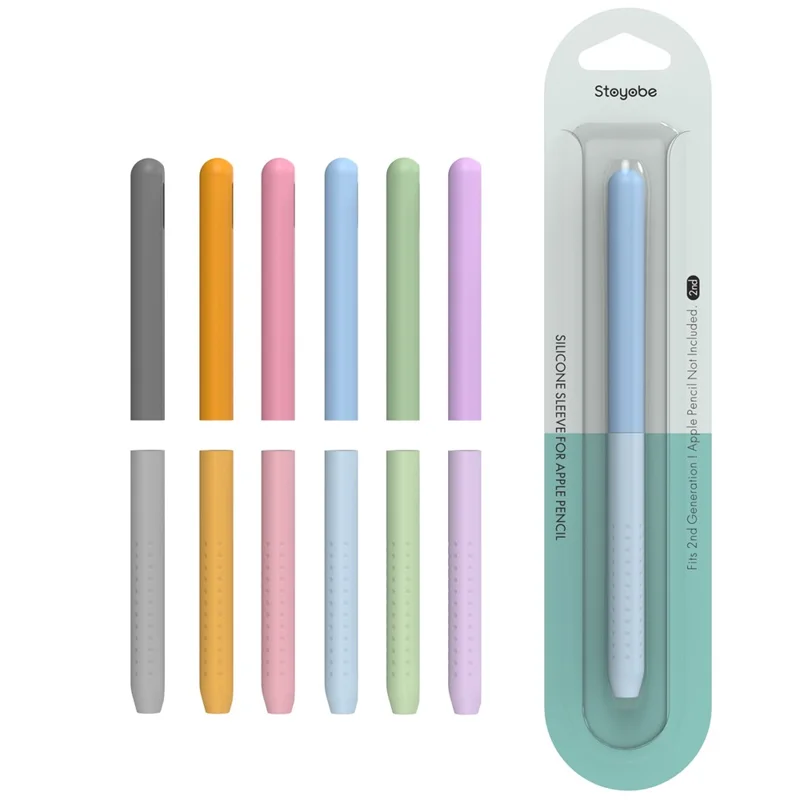STOYOBE Para Apple Pencil Pro / Pencil (2ª Geração) Manga de Silicone Anti-queda Capa Protetora de Lápis em 2 Peças - Azul Graduado