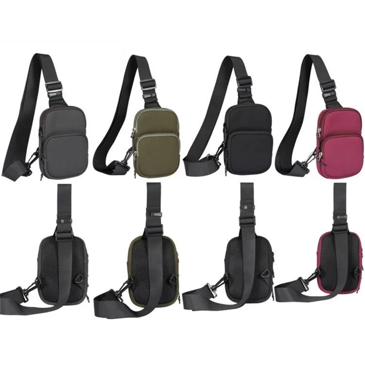Universelle Nylon-Umhängetasche, tragbare Umhängetasche für Handys von 5,5-7,2 Zoll - Schwarz