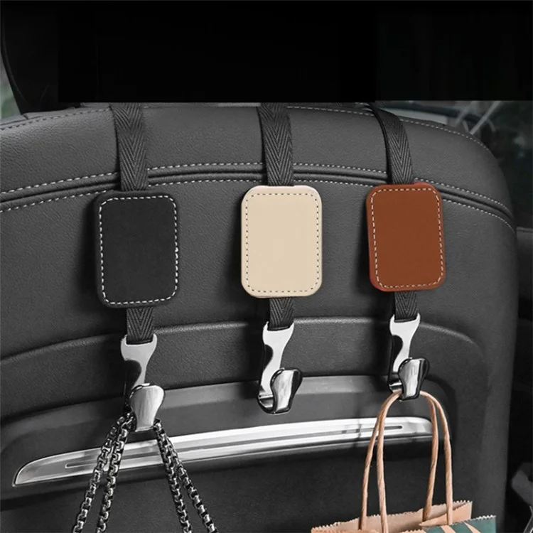 Crochet pour appuie-tête de voiture, support pour siège, rangement multifonction en suède - Noir