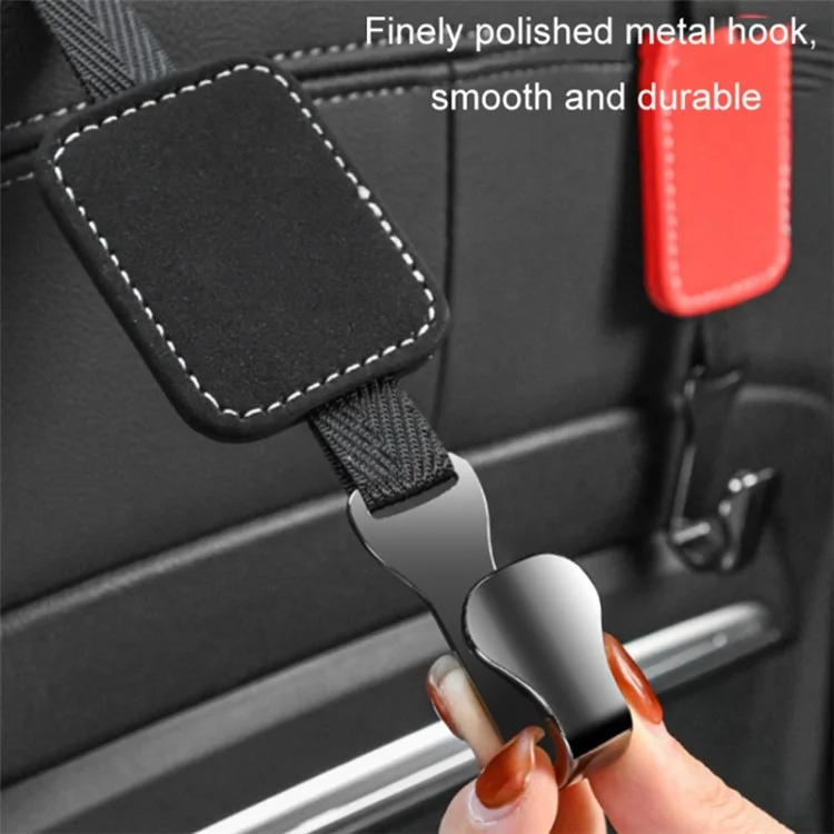 Crochet pour appuie-tête de voiture, support pour siège, rangement multifonction en suède - Noir