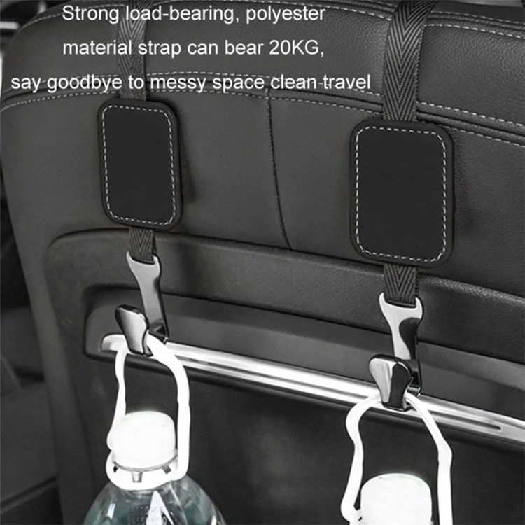 Crochet pour appuie-tête de voiture, support pour siège, rangement multifonction en suède - Noir