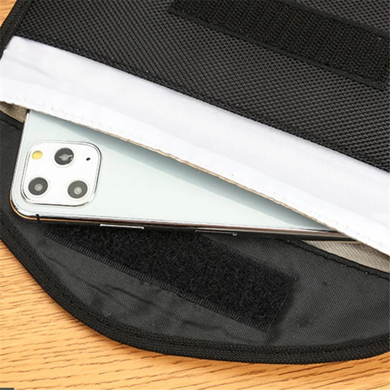 NJB-04 RFID Signal Blocking Bag for Cell Phone Shielding Pouch Case Anti-Tracking Dual Layer Radiation Protection Phone Bag - Black