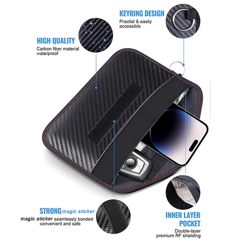 YS-2315 RFID Signal Blocking Bag for Cell Phones Pouch Case Carbon Fiber Nano Shielding Phone Bag