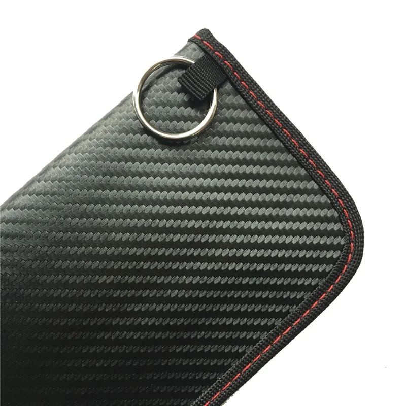 ZD-0422-01 Carbon Fiber RFID Blocking Bag for Cell Phone Anti-Radiation Signal Shielding Pouch with Key Ring