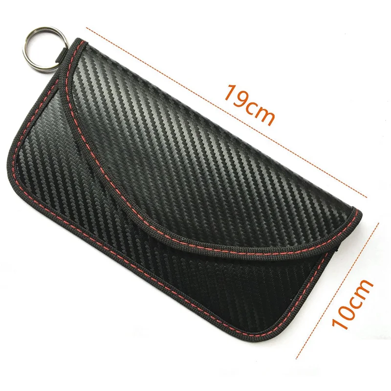 ZD-0422-01 Carbon Fiber RFID Blocking Bag for Cell Phone Anti-Radiation Signal Shielding Pouch with Key Ring