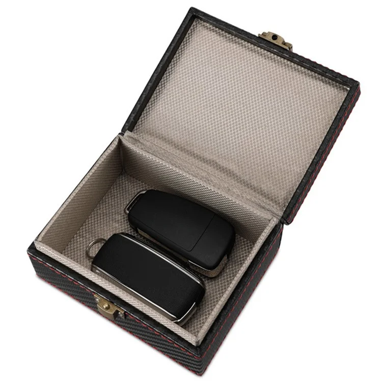 ZD-1021 17 x 12.3 x 9.5cm Carbon Fiber RFID Blocking Box for Keyless Fob, Signal Shielding Cell Phone Storage Case