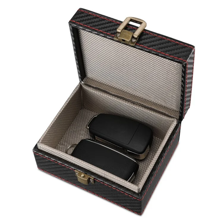 ZD-1021 17 x 12.3 x 9.5cm Carbon Fiber RFID Blocking Box for Keyless Fob, Signal Shielding Cell Phone Storage Case