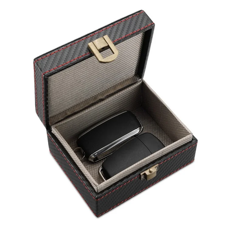 ZD-1021 11.5 x 9 x 6.2cm RFID Blocking Phone Case Carbon Fiber Signal Shielding Storage Box for Car Keys