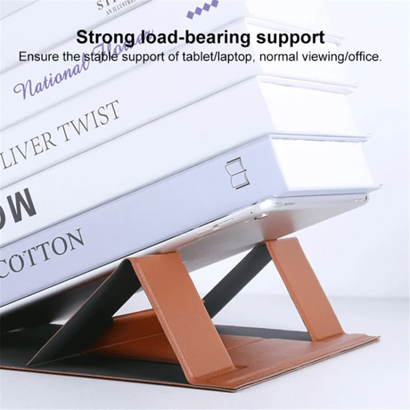 Portable Stand for 14-inch Laptop Magnetic PU Leather Notebook Foldable Holder Mount - Black