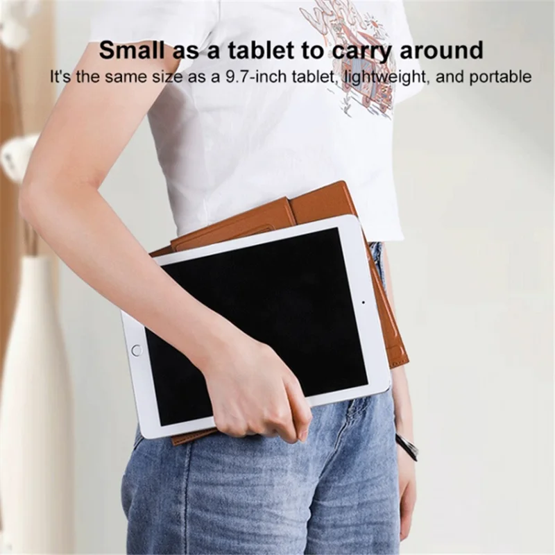 Portable Stand for 14-inch Laptop Magnetic PU Leather Notebook Foldable Holder Mount - Black