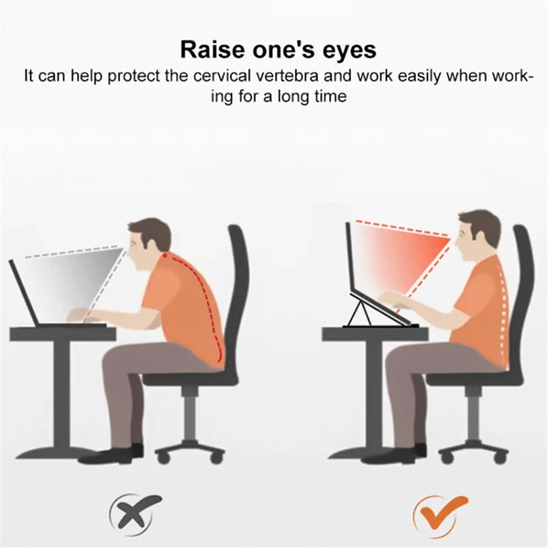 Portable Stand for 14-inch Laptop Magnetic PU Leather Notebook Foldable Holder Mount - Black