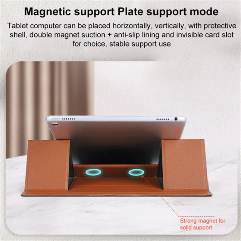Portable Stand for 14-inch Laptop Magnetic PU Leather Notebook Foldable Holder Mount - Black