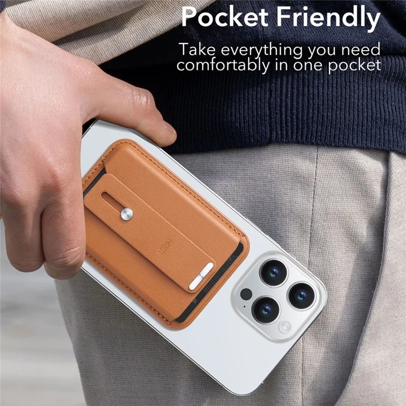 Carteira Magnética ESR 2K612 de Couro Vegano para Telefone e Cartão - Marrom