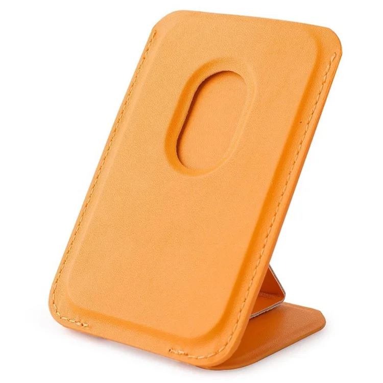 MRC043 per iPhone serie 15-12 RFID Blocking Magnetic Card Holder PU Leather Stand Phone Holder - Giallo