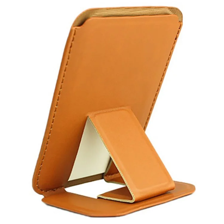 MRC043 per iPhone serie 15-12 RFID Blocking Magnetic Card Holder PU Leather Stand Phone Holder - Giallo