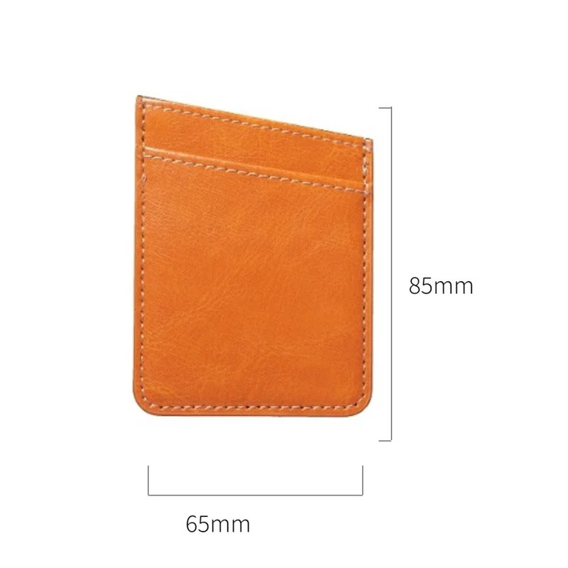 MRC010 Adhesive Phone Back Card Holder Diagonal PU Leather Double Cards Case - Gelb