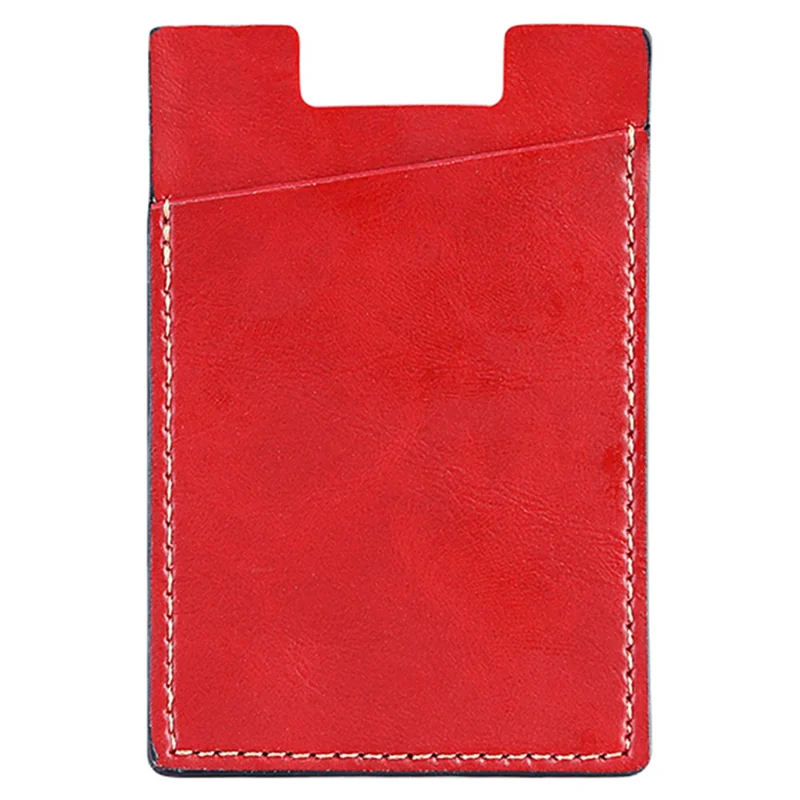 MRC02 PU Leather Sticky Single Card Holder Magnetic Car Mount Phone Card Case - Red