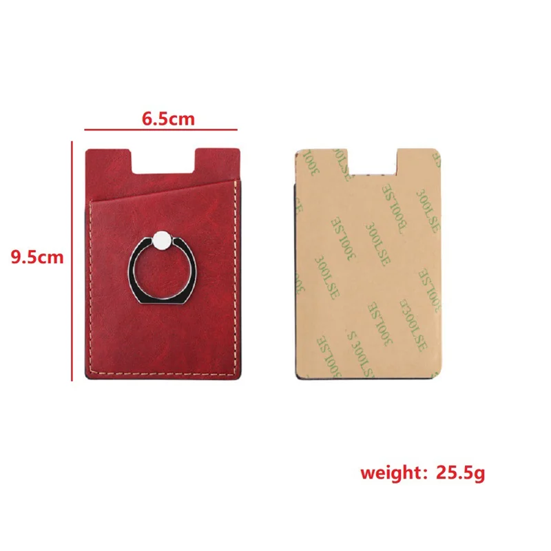 MRC01 PU Leather Phone Card Holder Ring Kickstand Card Case Support Magnetic Car Mount - Light Brown