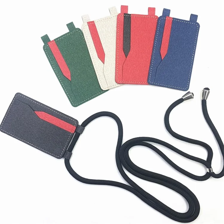 MRC037 PU Leather Phone Card Holder ID Credit Card Pocket Stick On Wallet with Dual-Loop Design - Beige
