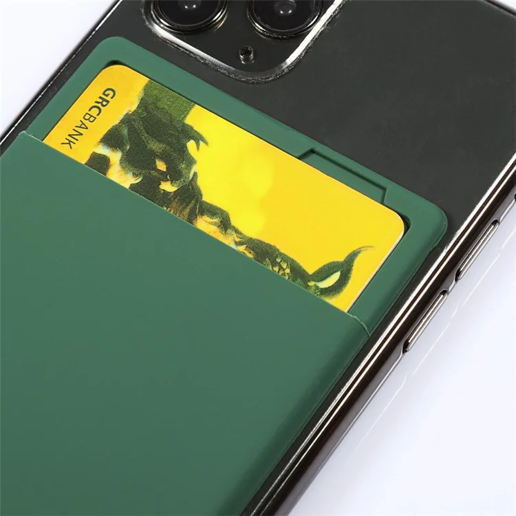 Portacarte telefono MRC029 Adesivo Stick-on Portafoglio in silicone per telefono - Verde scuro