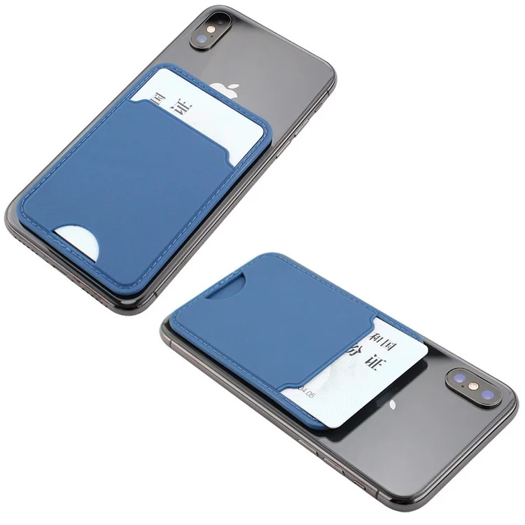 Porte-carte de téléphone MRC029 Distinctive Notch Silicone Card Cover Adhesive Card Bag - Bleu