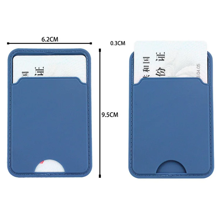 Porte-carte de téléphone MRC029 Distinctive Notch Silicone Card Cover Adhesive Card Bag - Bleu