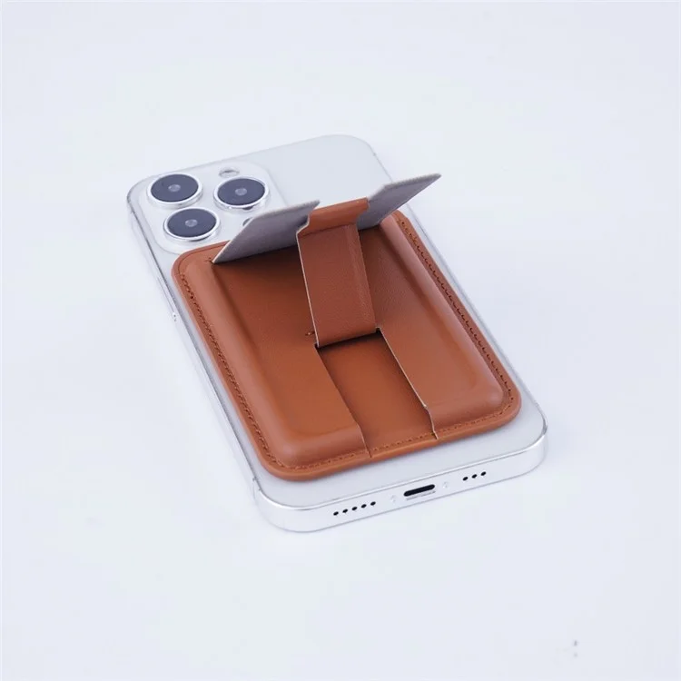 Porte-carte magnétique MRC048 compatible avec Magsafe Poche détachable avec support - Marron