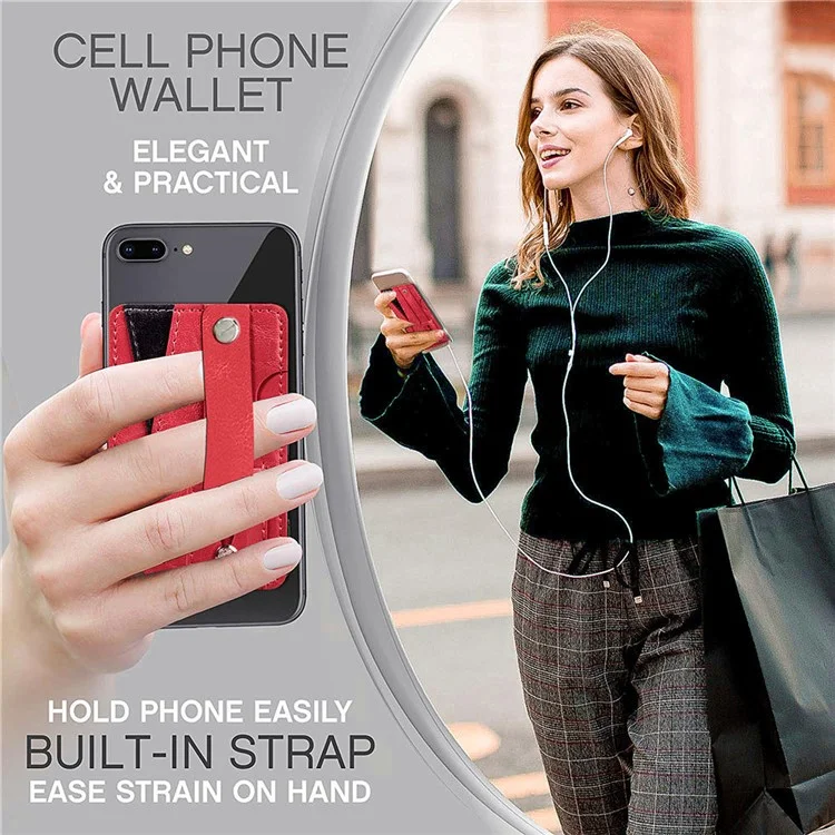 MRC-C1 Adhesive Phone Pocket Push Pull Cell Phone Stick-on Card Holder Sleeve - Braun