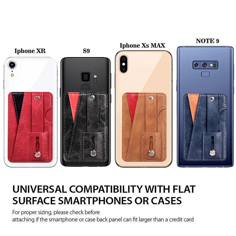 MRC-C1 Adhesive Phone Pocket Push Pull Cell Phone Stick-on Card Holder Sleeve - Braun