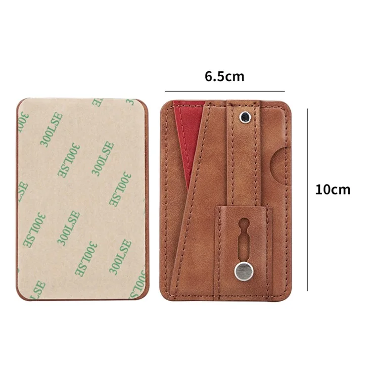 MRC-C1 Adhesive Phone Pocket Push Pull Cell Phone Stick-on Card Holder Sleeve - Braun