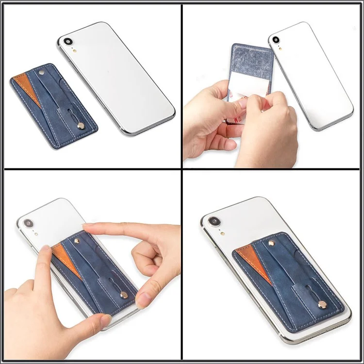 MRC-C1 Adhesive Phone Pocket Push Pull Cell Phone Stick-on Card Holder Sleeve - Braun