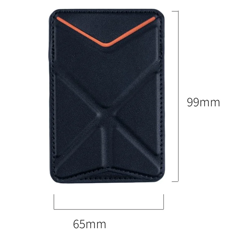 MRC051 Phone Card Holder with Origami Kickstand Adhesive Phone Wallet Pouch Sleeve Stick-on Leather Case - Orange
