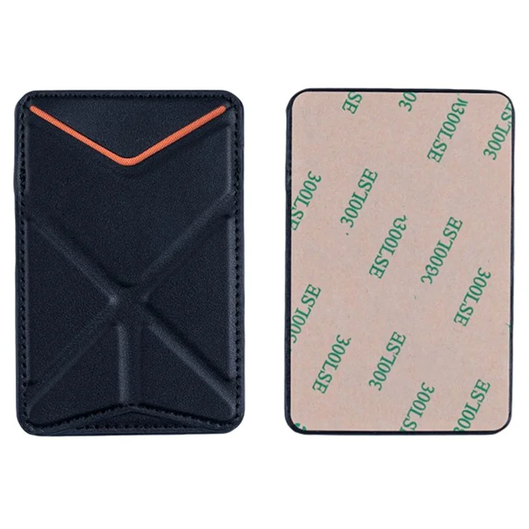MRC051 Phone Card Holder with Origami Kickstand Adhesive Phone Wallet Pouch Sleeve Stick-on Leather Case - Orange