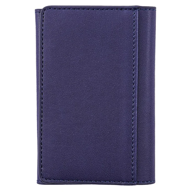 MRC053 Phone Card Holder Four-fold Wallet Magnetic Card Sleeve Pocket Leather Cell Phone Pouch - Dark Purple