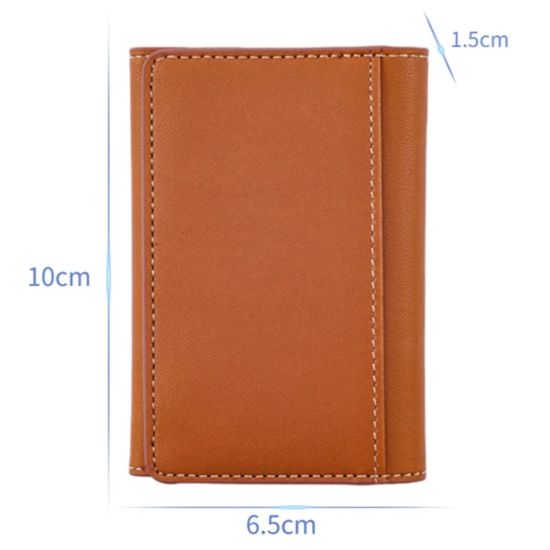 MRC053 Phone Card Holder Four-fold Wallet Magnetic Card Sleeve Pocket Leather Cell Phone Pouch - Dark Purple