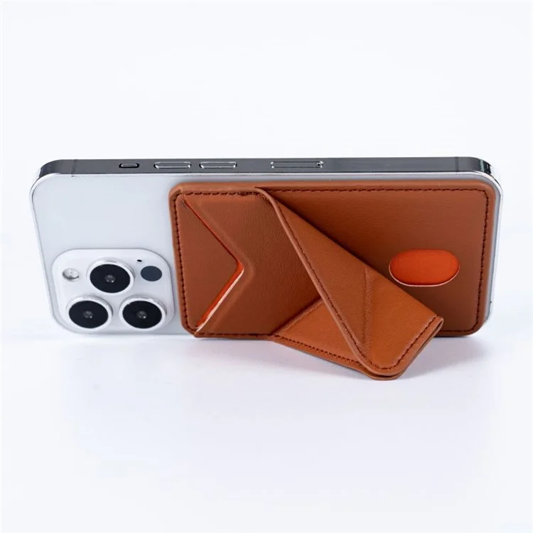MRC051 Telefongeldbörse Kartenetui kompatibel mit MagSafe Origami-Ständer - Braun