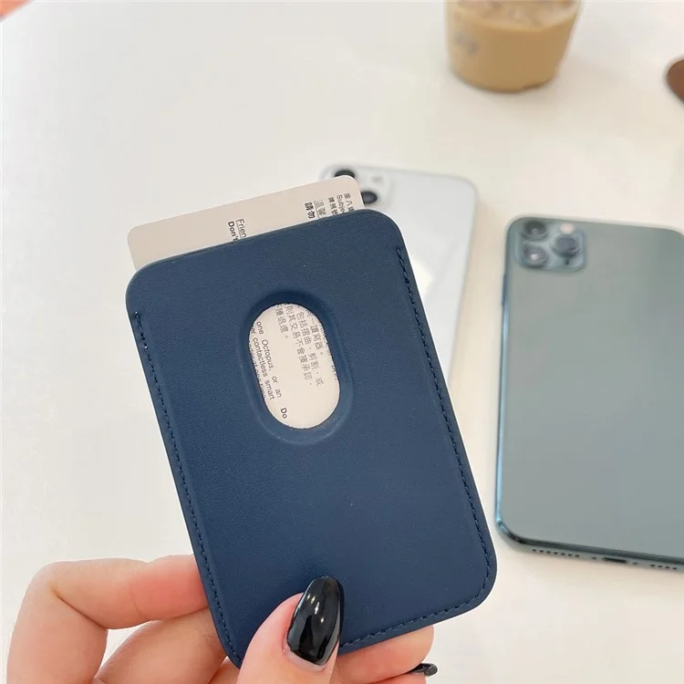 MRC054 Compatible with MagSafe Card Holder for AirTag Pocket Leather Magnetic Card Wallet - Purple
