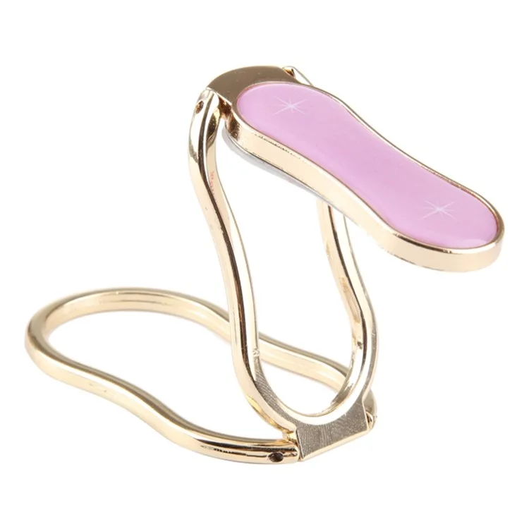 Cell Phone Ring Holder Finger Kickstand Foldable Phone Stand Metal Ring Grip for iPhone 16 / 16 Plus / 16 Pro / 16 Pro Max - Pink