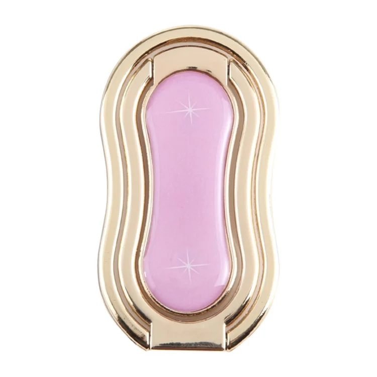 Cell Phone Ring Holder Finger Kickstand Foldable Phone Stand Metal Ring Grip for iPhone 16 / 16 Plus / 16 Pro / 16 Pro Max - Pink