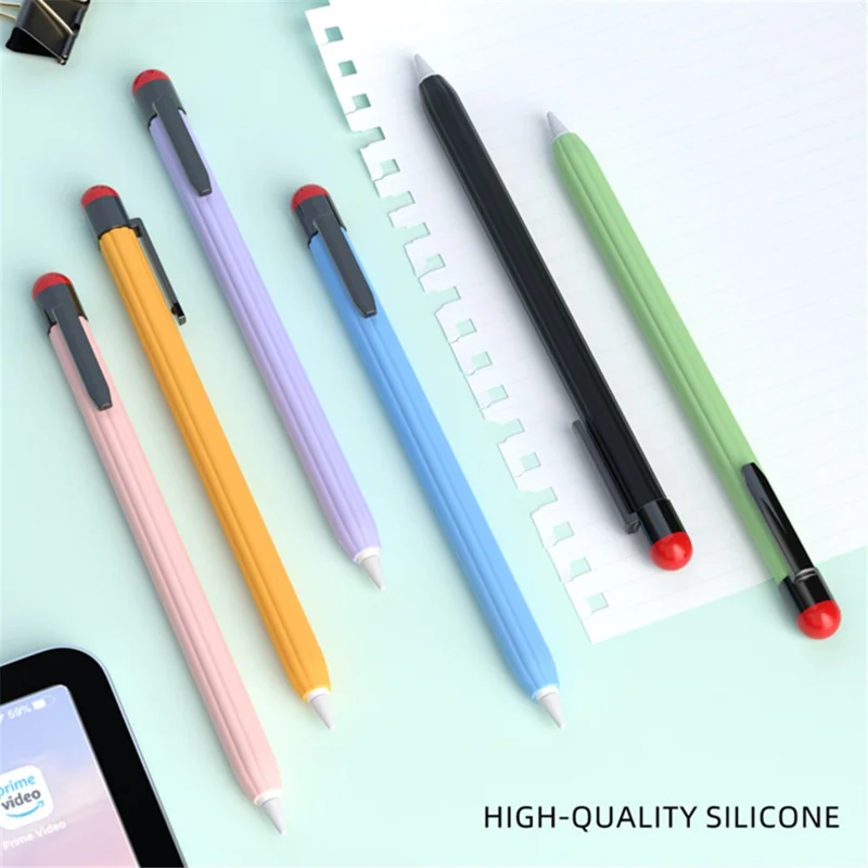 For Apple Pencil Pro / Pencil (2nd Generation) Silicone Sleeve Shockproof Ultra-Thin Stylus Pen Cover with Clip Design - Yellow