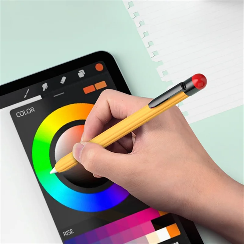 For Apple Pencil Pro / Pencil (2nd Generation) Silicone Sleeve Shockproof Ultra-Thin Stylus Pen Cover with Clip Design - Yellow