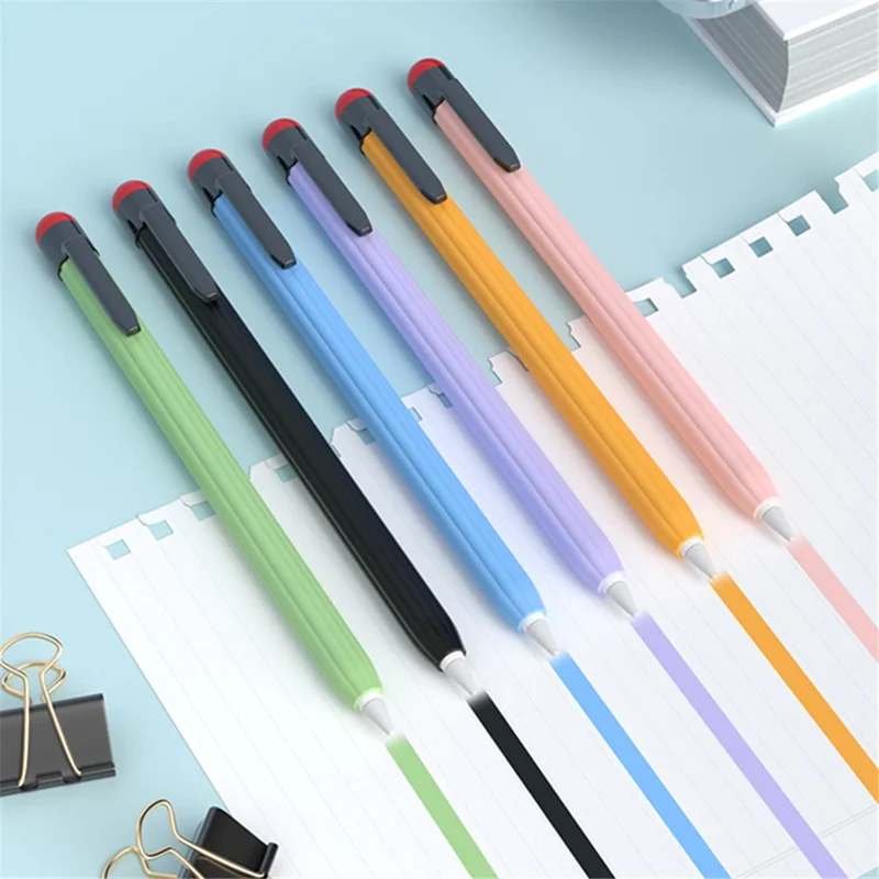 For Apple Pencil Pro / Pencil (2nd Generation) Silicone Sleeve Shockproof Ultra-Thin Stylus Pen Cover with Clip Design - Yellow