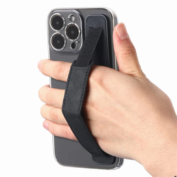 SP-03 Phone Finger Grip Holder with Kickstand Function Self-Adhesive Wristband - Black