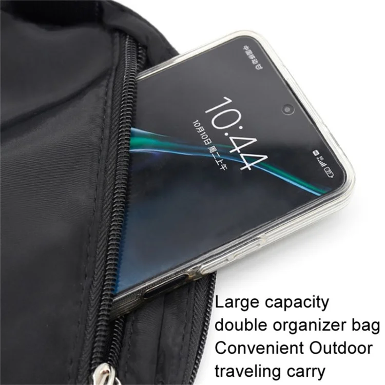 600D Nylon Waterproof Chest Bag Outdoor Sports Running Mobile Phone Storage Bag - Beige