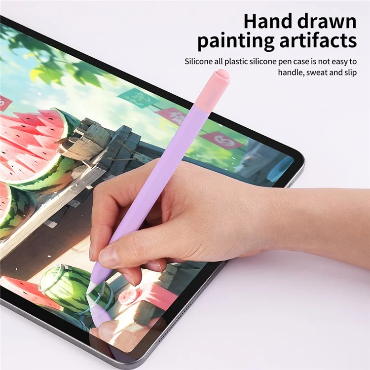 For Apple Pencil (USB-C) Silicone Sleeve with 2 Tip Caps, Drop-Proof Stylus Protective Case - Matcha Green