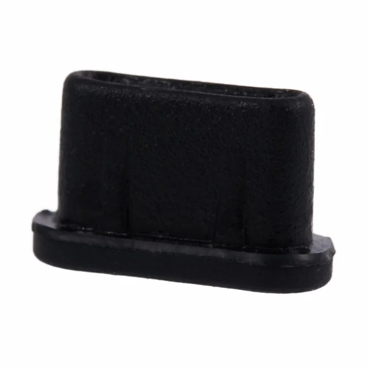 Silicone Type-C Charging Port Cover USB-C Dust Plug Cell Phone Power Port Protector - Black