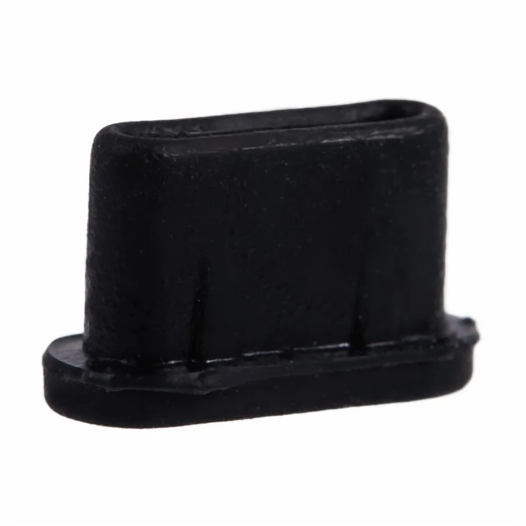 Silicone Type-C Charging Port Cover USB-C Dust Plug Cell Phone Power Port Protector - Black