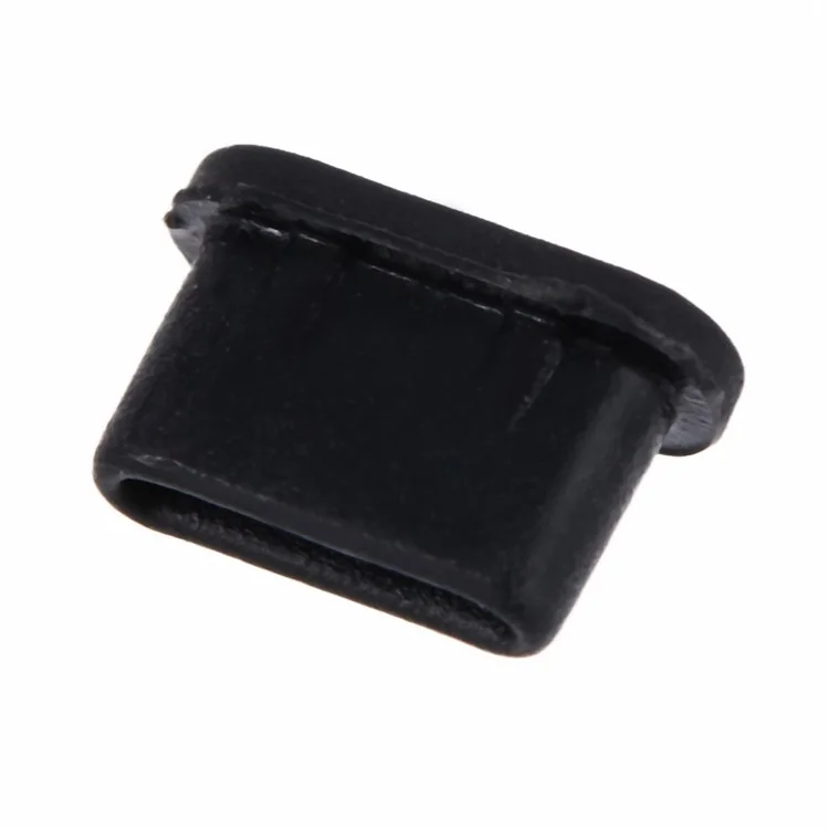 Silicone Type-C Charging Port Cover USB-C Dust Plug Cell Phone Power Port Protector - Black
