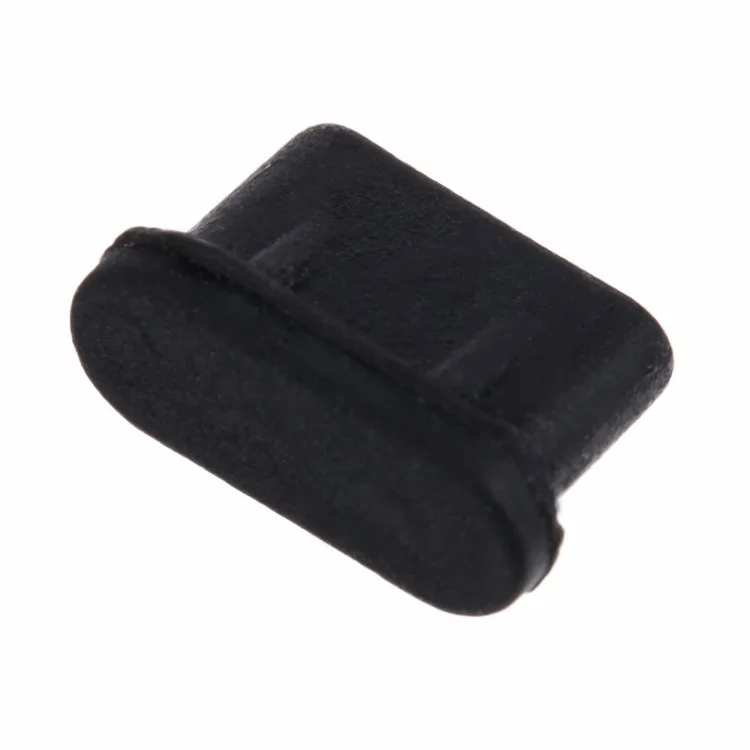 Silicone Type-C Charging Port Cover USB-C Dust Plug Cell Phone Power Port Protector - Black